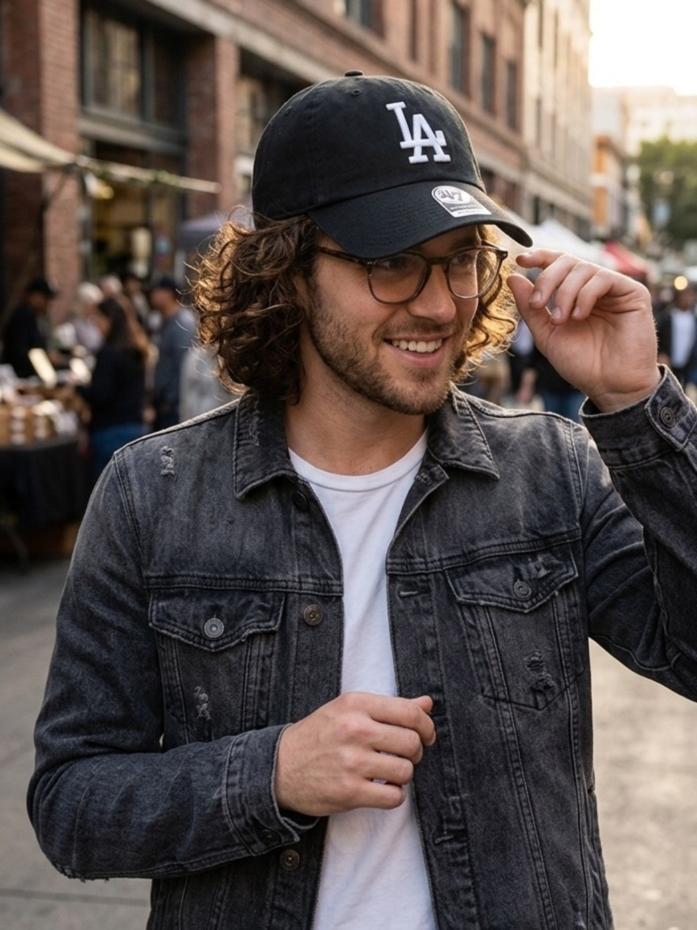 47 BRAND Los Angeles Dodgers '47 Clean Up Strapback Hat OZFA